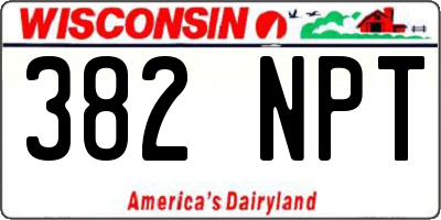 WI license plate 382NPT