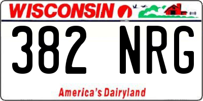 WI license plate 382NRG