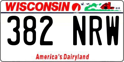 WI license plate 382NRW