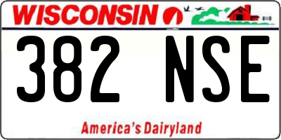 WI license plate 382NSE