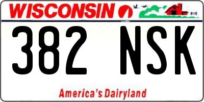 WI license plate 382NSK