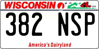 WI license plate 382NSP