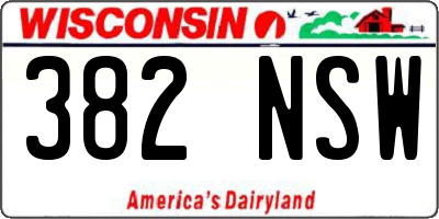 WI license plate 382NSW