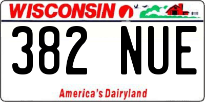 WI license plate 382NUE