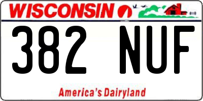 WI license plate 382NUF