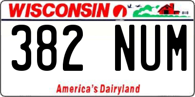 WI license plate 382NUM