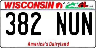 WI license plate 382NUN