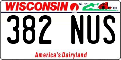 WI license plate 382NUS