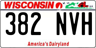 WI license plate 382NVH