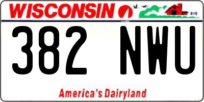 WI license plate 382NWU