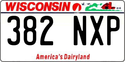 WI license plate 382NXP