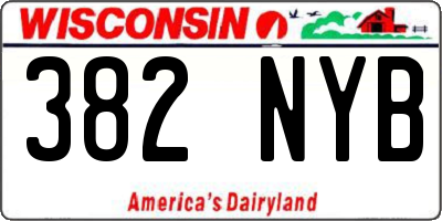 WI license plate 382NYB