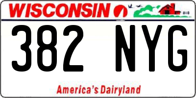 WI license plate 382NYG