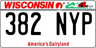 WI license plate 382NYP