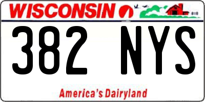 WI license plate 382NYS