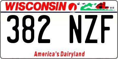 WI license plate 382NZF