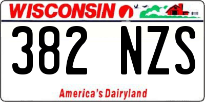 WI license plate 382NZS