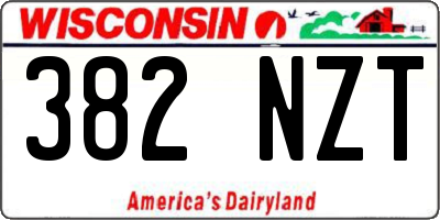 WI license plate 382NZT