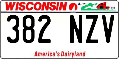 WI license plate 382NZV