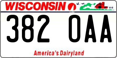 WI license plate 382OAA