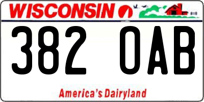 WI license plate 382OAB