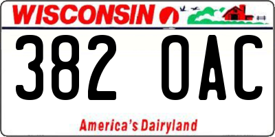 WI license plate 382OAC