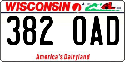 WI license plate 382OAD