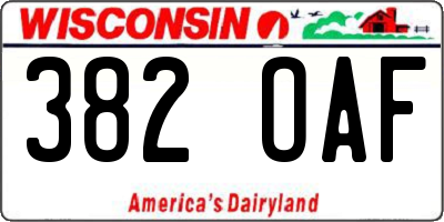 WI license plate 382OAF