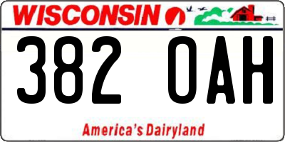 WI license plate 382OAH