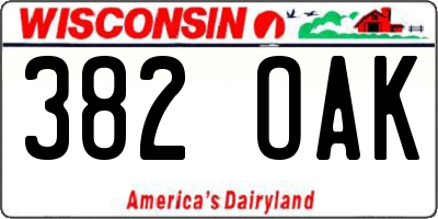 WI license plate 382OAK