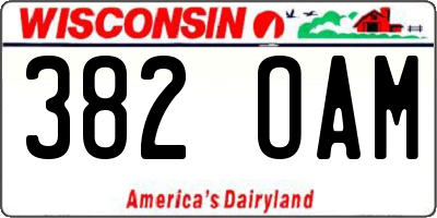 WI license plate 382OAM