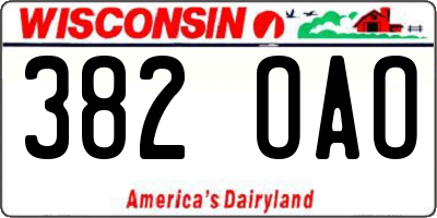 WI license plate 382OAO
