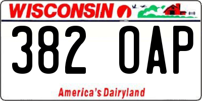 WI license plate 382OAP