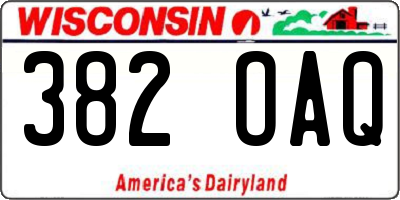 WI license plate 382OAQ