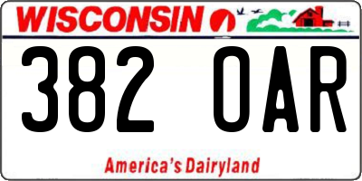 WI license plate 382OAR