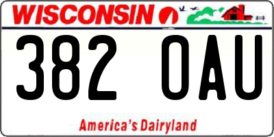 WI license plate 382OAU