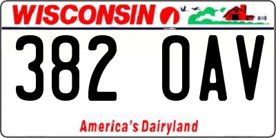 WI license plate 382OAV