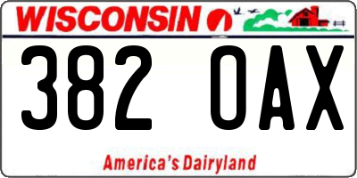 WI license plate 382OAX