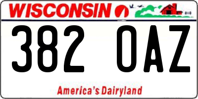 WI license plate 382OAZ