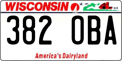 WI license plate 382OBA