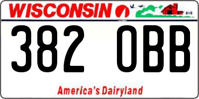 WI license plate 382OBB