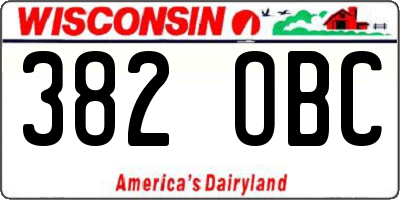WI license plate 382OBC