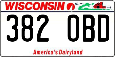 WI license plate 382OBD