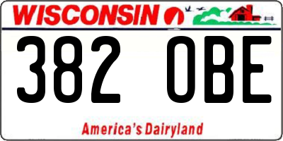 WI license plate 382OBE