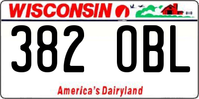 WI license plate 382OBL