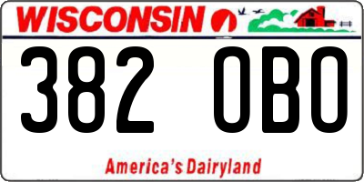 WI license plate 382OBO