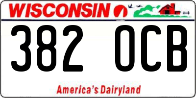 WI license plate 382OCB