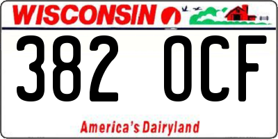 WI license plate 382OCF