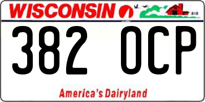 WI license plate 382OCP