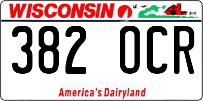 WI license plate 382OCR